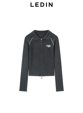 【商场同款】乐町水洗polo针织开衫春款双拉链修身外套C2EDE3501