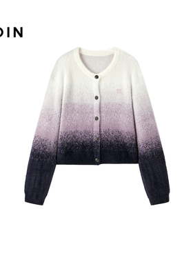 【商场同款】乐町渐变紫色针织开衫女冬季新款毛衣外套C2EDF4456