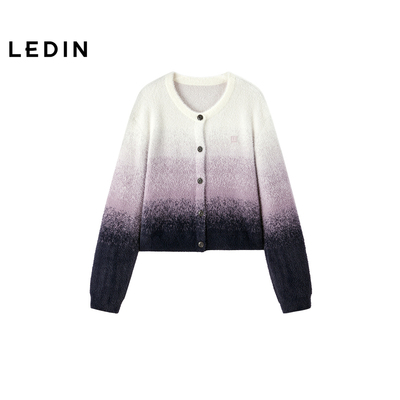 【商场同款】乐町渐变紫色针织开衫女冬季新款毛衣外套C2EDF4456