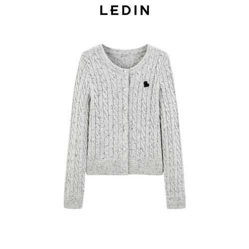 【商场同款】乐町新品心动系列绞花小logo彩点线开衫C2EDE422