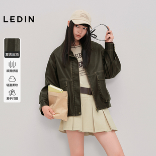 新款 复古仿皮衣秋季 乐町美式 挺括潮流外套C2BHF3515 商场同款