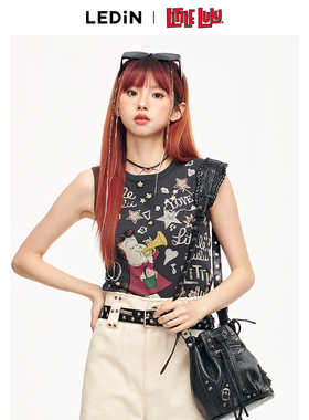 【Little Lulu联名】乐町2024夏季新款满印粗肩带背心C2CQE2108