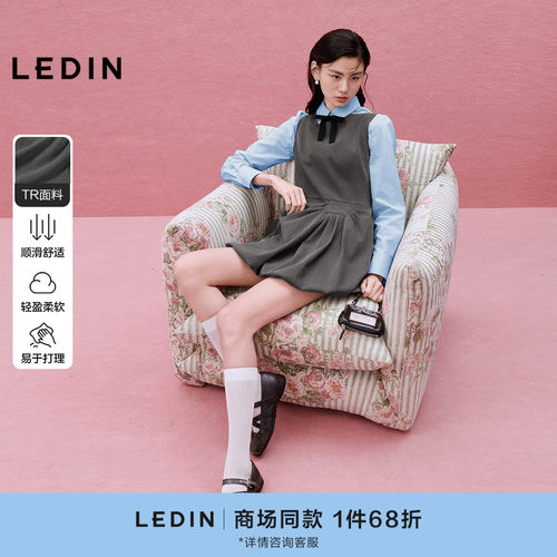 【商场同款】乐町不易皱无袖连衣裙女蝴蝶结花苞感裙子C1FAG2161