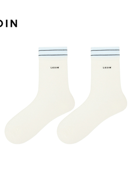 【商场同款】乐町简约撞边设计短袜26新款白色百搭袜子C2YGG1352