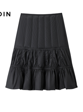 【商场同款】乐町黑色长裙春新款绗棉半裙显瘦显高伞裙C1GFG1160