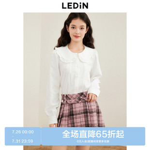 上衣 乐町甜美少女娃娃领衬衫 冬季 新款 花边大翻领白色衬衫