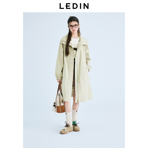 【商场同款】乐町2025年春季新品松弛感长款立领风衣C2BEF1110*