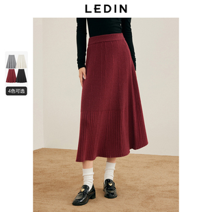 多色A版 冬季 遮肉显瘦大裙摆半身裙 伞裙女装 乐町针织长款