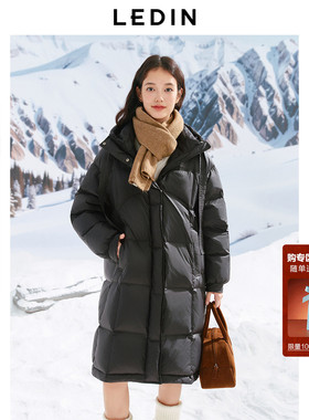 乐町中长款连帽面包羽绒服女装冬季新款廓形加厚宽松保暖羽绒外套