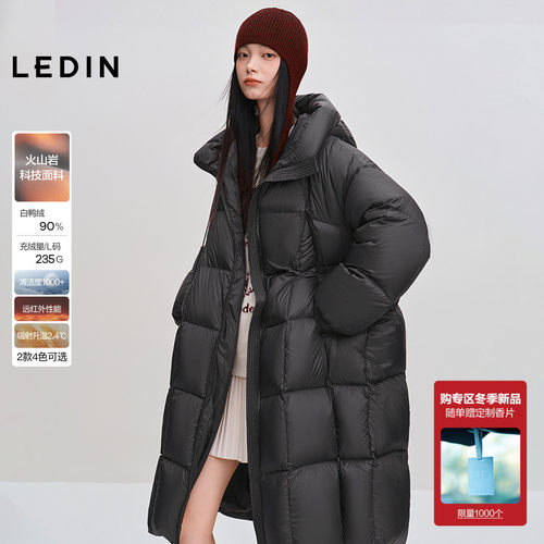 【火山岩】乐町中长款面包羽绒服女装2025冬季新款泡芙连帽外套*