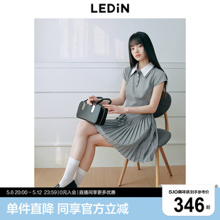 樂町假兩件撞色拼接領(lǐng)子設(shè)計(jì)連衣裙女2025年夏季 裙子 小飛袖 新款