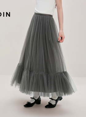 【商场同款】乐町甜美网纱长裙秋季新款大裙摆半身裙C1GFF3410