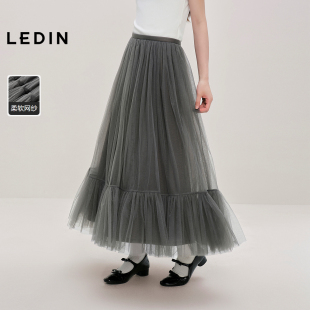 新款 乐町甜美网纱长裙秋季 大裙摆半身裙C1GFF3410 商场同款