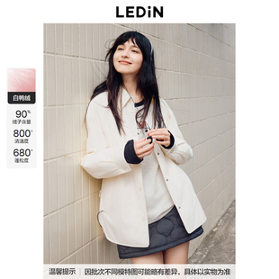 【商场同款】乐町廓形衬衫羽绒服女2024年冬季新款一手长羽绒外套