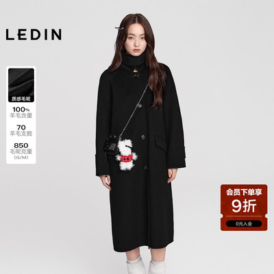 【商场同款】乐町100%羊毛大衣冬季A版落肩显瘦毛呢外套C1AAF4609