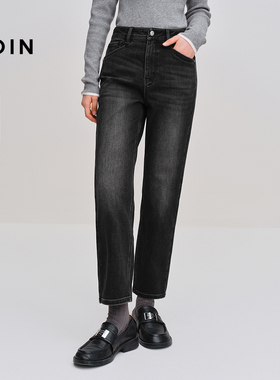 【商场同款】乐町丹宁牛仔裤冬新款磨毛修身弹力烟管裤C1HAF4369