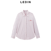 商场同款 乐町2025春季 新款 学院风宽松条纹衬衫 外套C2CAF1303