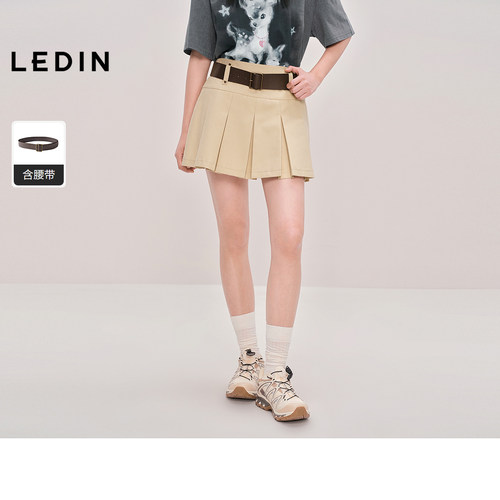 【商场同款】乐町宽百褶A字裙25年秋季新款学院风半身裙C2GEF3126