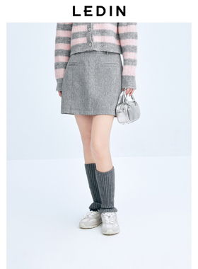 【商场同款】乐町灰格A字短裙女冬季显瘦半身裙C1GEE4F02