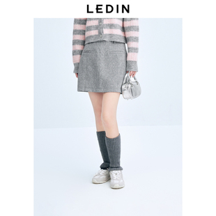 【商场同款】乐町灰格A字短裙女冬季显瘦半身裙C1GEE4F02