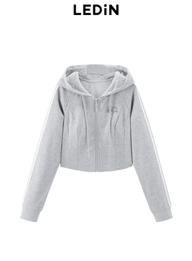 【商场同款】乐町2024秋季新款连帽针织修身卫衣外套女C2BBE3218