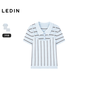 两件套夏新款 商场同款 乐町抗皱透气吊带短袖 C2EEG2170 针织衫