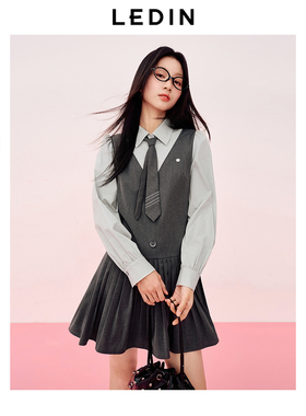 【商场同款】乐町学院风拼接连衣裙25春新款OL风长袖裙C2FAF1104*