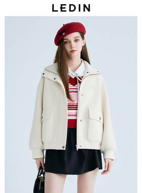 【商场同款】乐町2025春季白色宽松立领拉链外套女C1BBF1211*