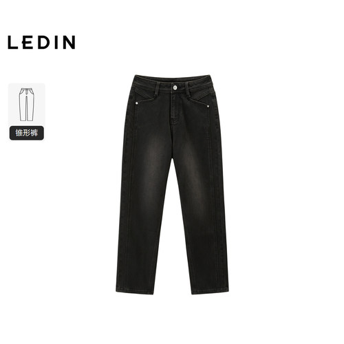 【商场同款】乐町冬新品梨型福音温暖微弹牛仔锥形裤C2HAE451