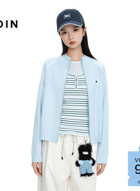 【商场同款】乐町运动风拉链针织开衫春季时尚立领外套C8EDG1340