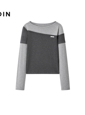 【商场同款】乐町不规则撞色长袖T恤冬季新款修身打底衫C2CPF4459