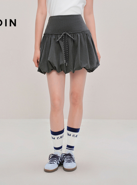 【商场同款】乐町系带装饰灰色短裙秋季甜美花苞裙C2GEF3307