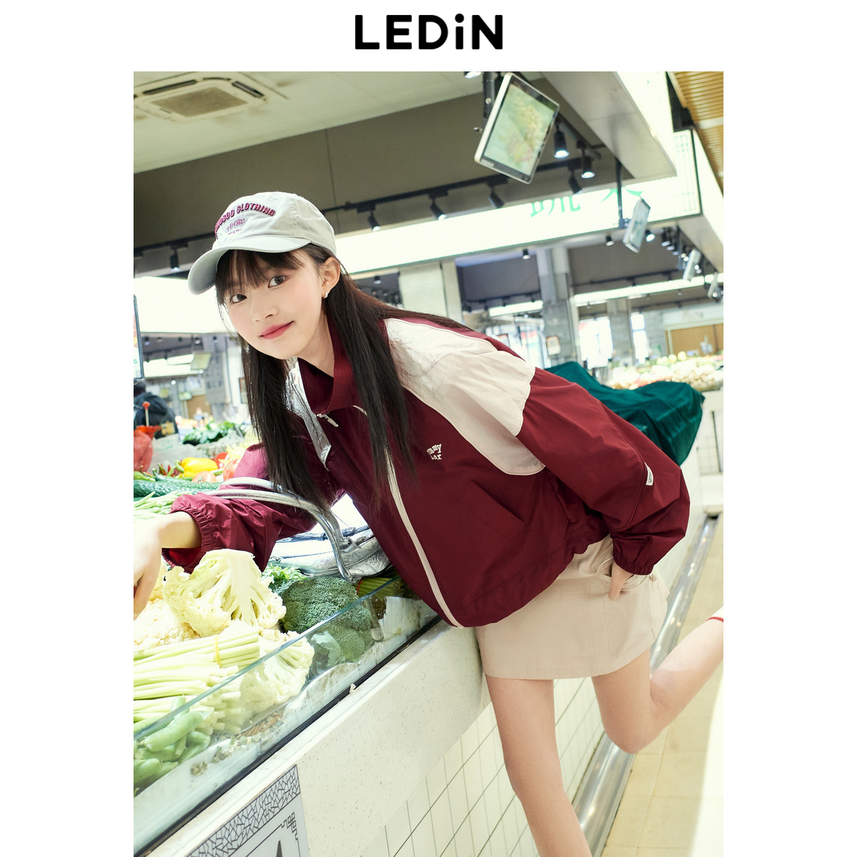 乐町2024夏新款美式复古宽松撞色短款外套C2BBE2102