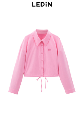 【商场同款】乐町新款秋季短款系带设计宽松衬衫C2CAE3227