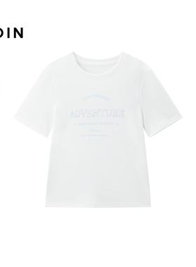 【商场同款】乐町字母图案短袖T恤夏季新款休闲白色上衣C2CNF2309