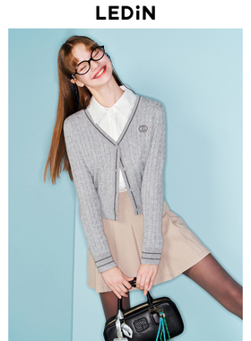 【商场同款】乐町基础logo针织开衫女秋季上衣C2EDE3B14