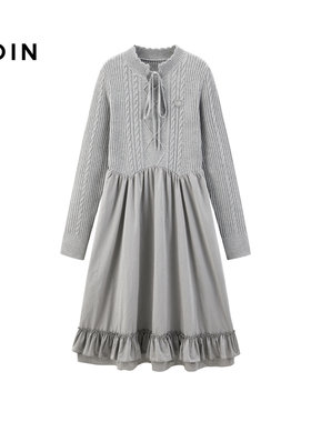 【LOTSYOU联名】乐町商场同款甜美拼接连衣裙冬款针织裙C1FAE4406