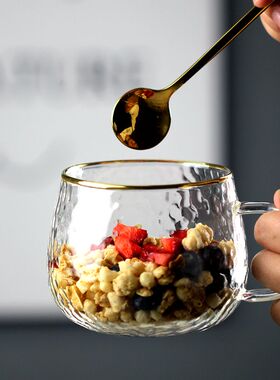 高硼硅耐热玻璃水杯轻薄精致女杯子麦片早餐牛奶杯茶杯家用咖啡杯