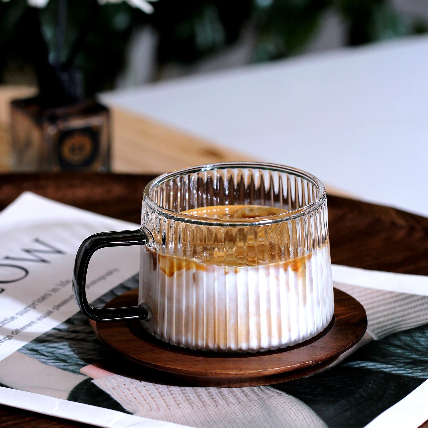 北欧风高颜值小众复古咖啡杯高硼硅玻璃杯极简单层杯牛奶拿铁杯女