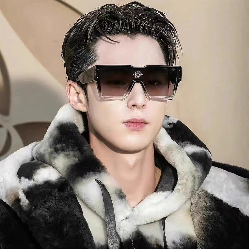 王鹤棣同款眼镜潮大框连体太阳镜街拍个性镶钻ins方形男女墨镜潮