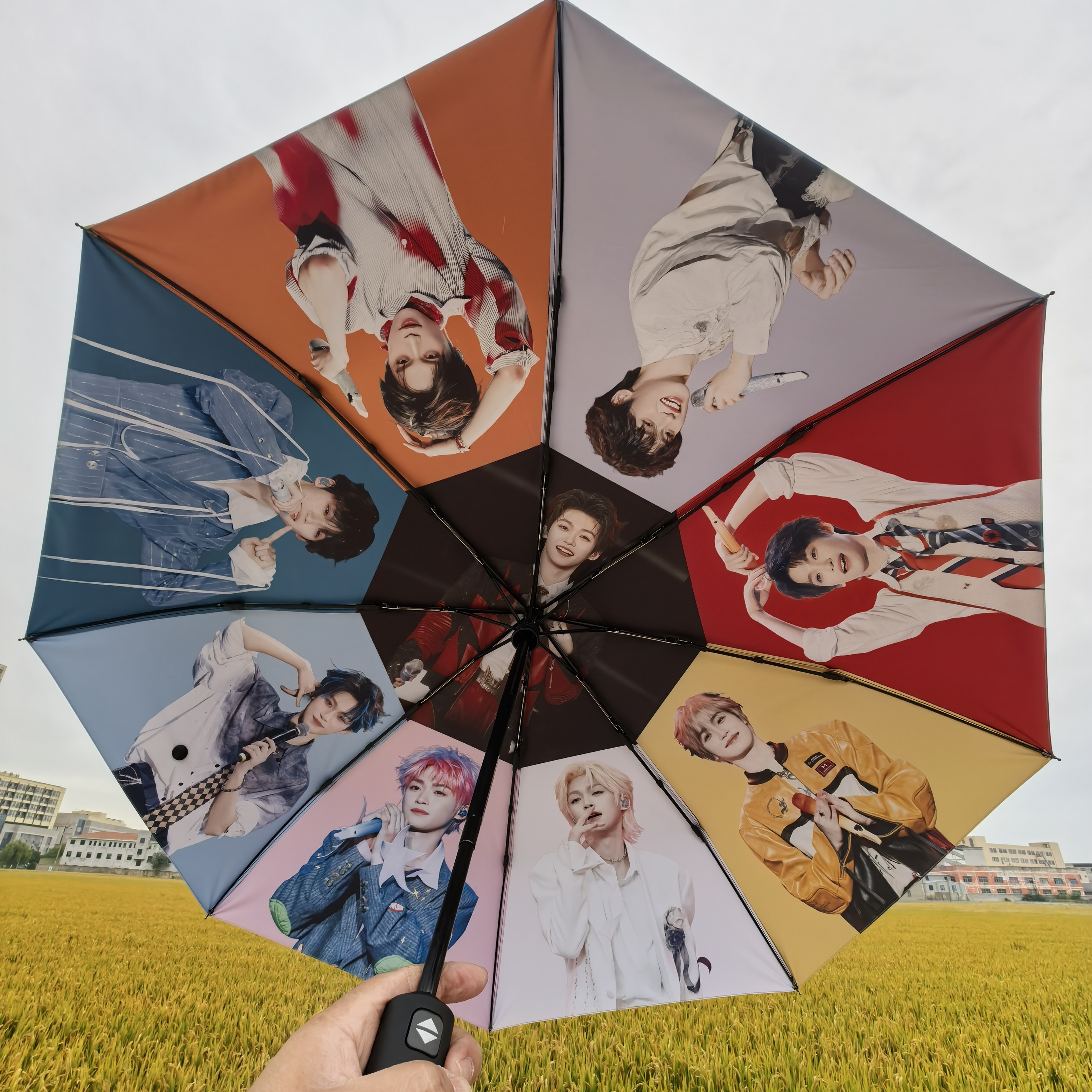 梓渝写真照片伞三折自动防晒雨伞逆爱剧照自动晴雨两用遮阳太阳伞