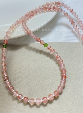 天然冰飘南红玛瑙项链国风锁骨链