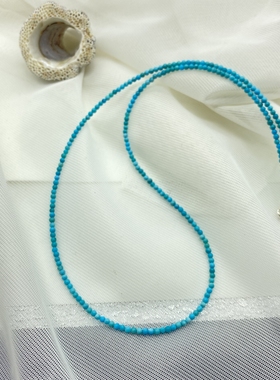 天然原矿绿松石项链锁骨链简约风