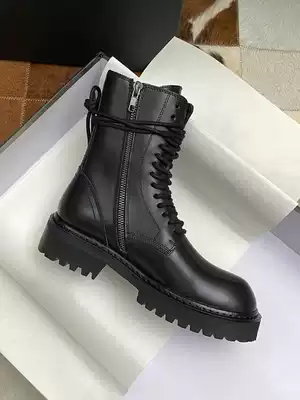 2021 New ann Martin boots female English wind midtube leather locomotive short boots winter plus velvet spring and autumn single boots