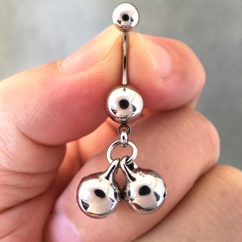 双铃铛女阴环竖穿孔欧美唇环性感穿刺饰品不过敏进口钛钢体环日韩