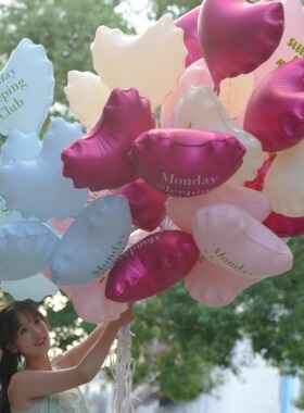 马卡龙波浪心型广告气球定制logo商场活动飘空宣传生日氛围布置