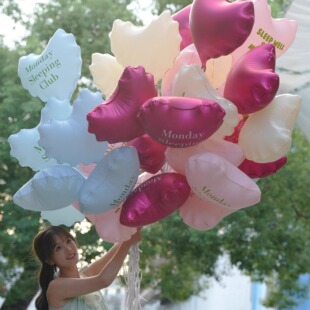 马卡龙波浪心型广告气球定制logo商场活动飘空宣传生日氛围布置