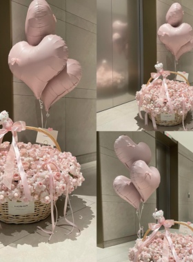 小红书同款20寸哑光磨砂粉色铝膜ins风求婚表白生日派对鲜花气球