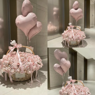 小红书同款20寸哑光磨砂粉色铝膜ins风求婚表白生日派对鲜花气球