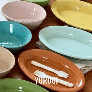 [YURUUI设计师]意大利Virginia Casa彩色赤陶瓷椭圆餐盘椭圆碗